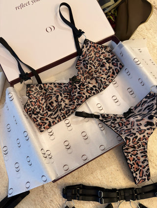 Leopar Jartiyer Set (Boyunluk, Bacak Bantları Dahil)