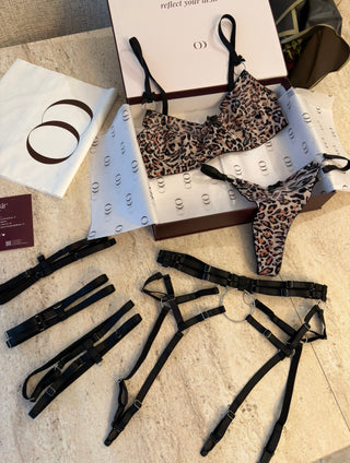 Leopar Jartiyer Set (Boyunluk, Bacak Bantları Dahil)