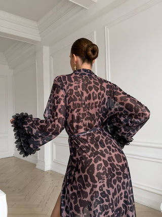 Leopar Fırfır Sabahlık