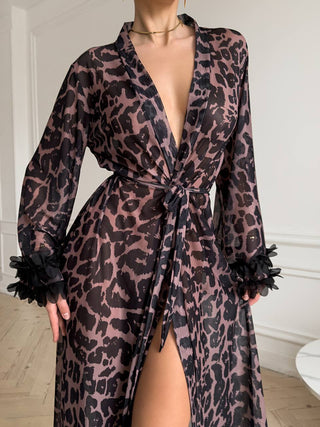 Leopar Fırfır Sabahlık