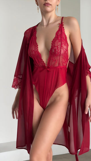 Olivia Sabahlık & Bodysuit Set Kırmızı